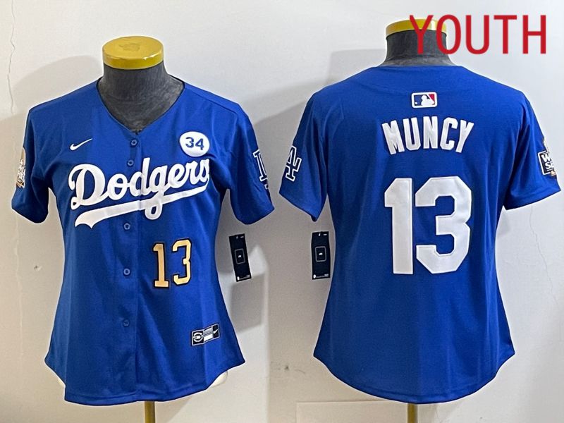 Youth Los Angeles Dodgers #13 Muncy Blue Game 2024 Nike MLB Jersey style 11211